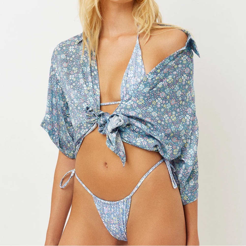Frankie’s bikinis Fifi Silk Button Up Shirt - Picture 3 of 6